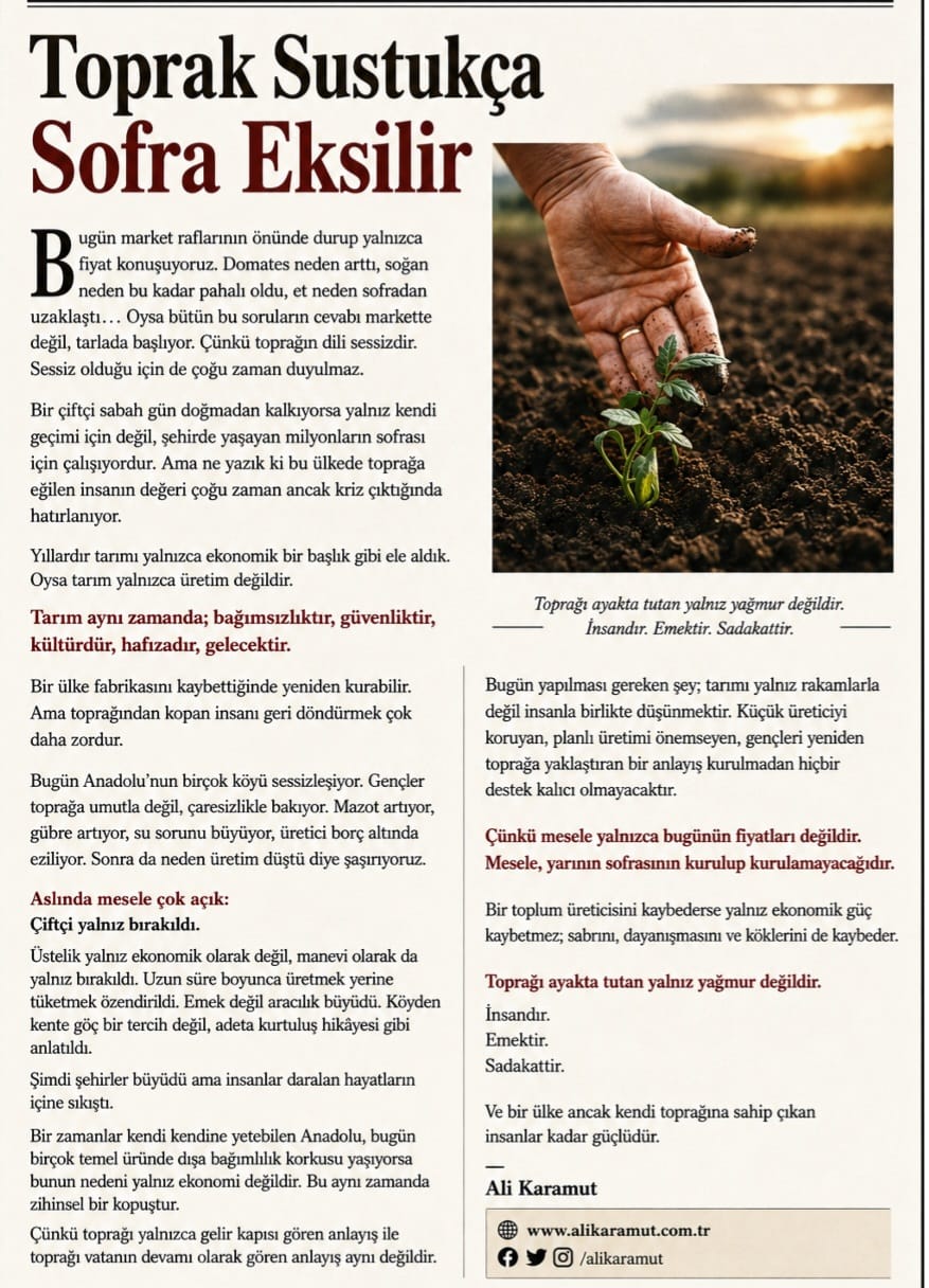 TOPRAK SUSTUKÇA Sofra EKSİLİR