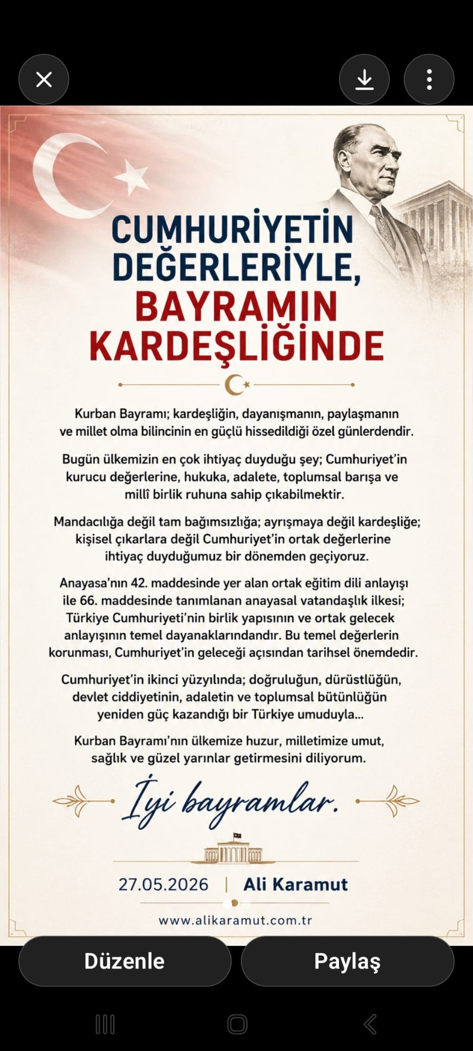 CUMHURİYETİN Değerlerinde Bayram KARDEŞLİĞİ