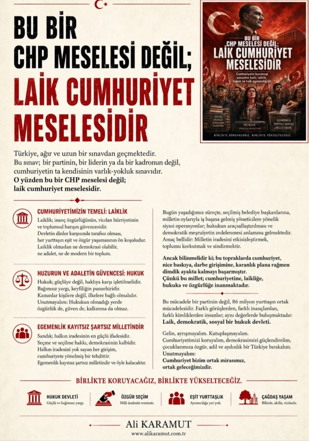 BU BİR CHP MESELESİ DEĞİL; LAİK CUMHURİYET MESELESİDİR