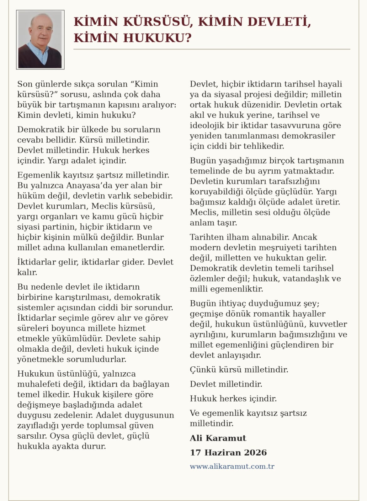 KİMİN KÜRSÜSÜ, KİMİN DEVLETİ, KİMİN HUKUKU?