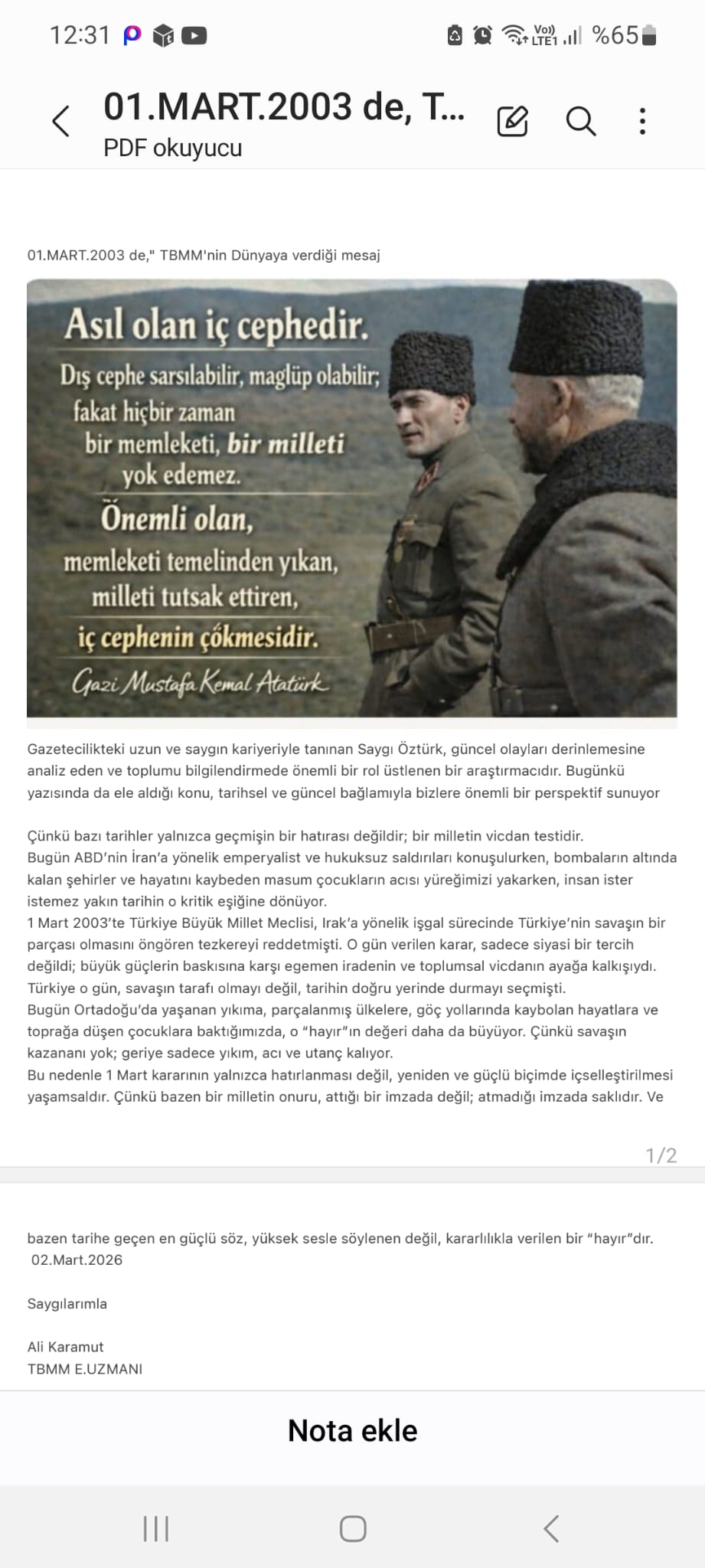 ASİL OLAN İÇ CEPHEDİR