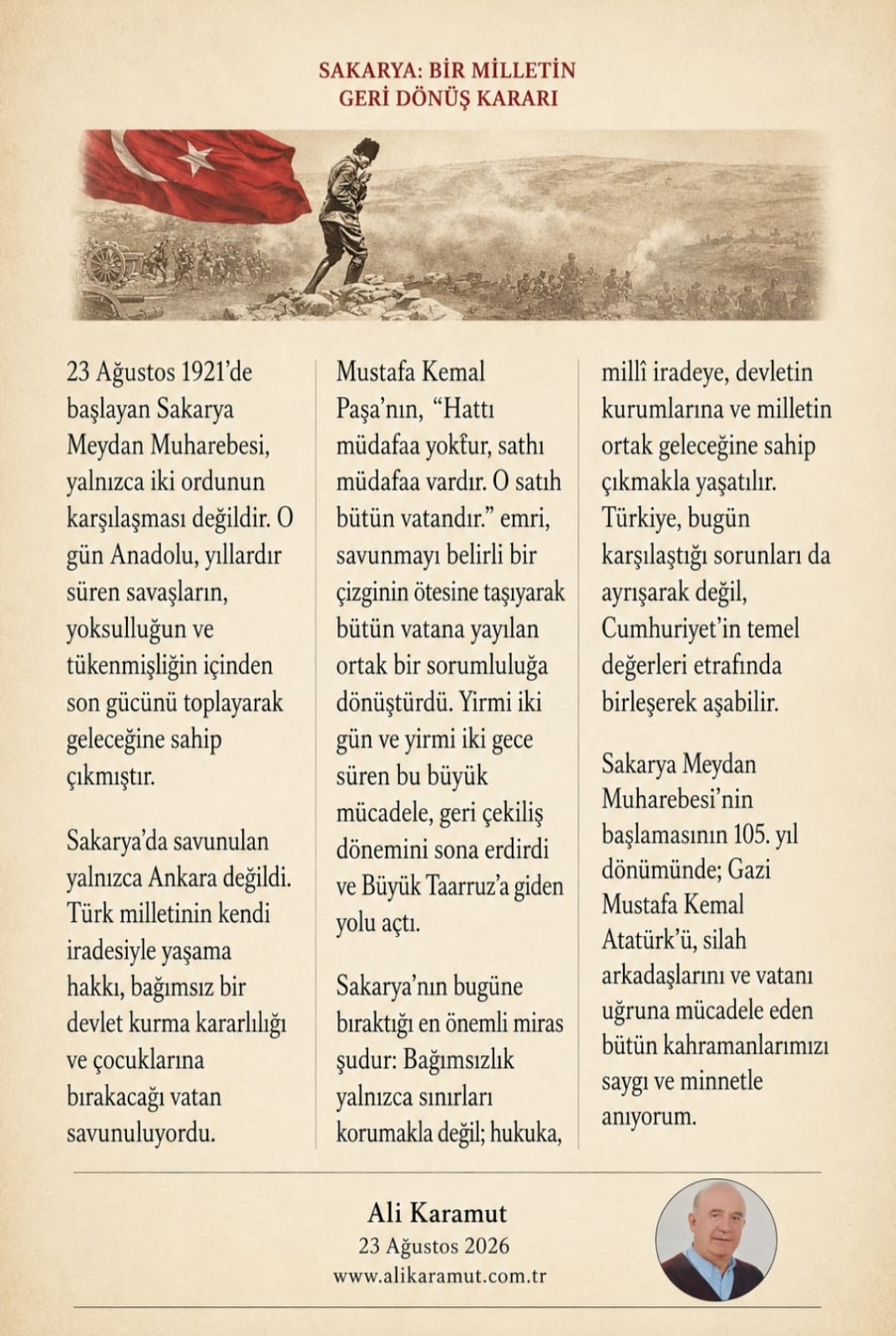 30 AĞUSTOS BİR MİLLETİN BAŞINI DİK TUTAN ZAFER
