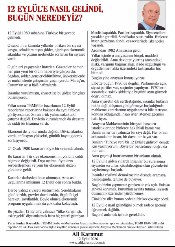 12 EYLÜL’E NASIL GELİNDİ, BUGÜN NEREDEYİZ?