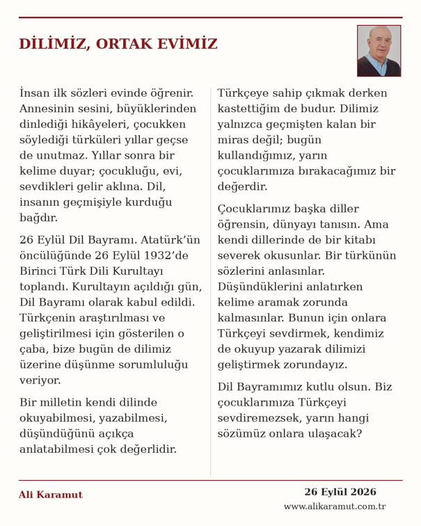DİLİMİZ, ORTAK EVİMİZ